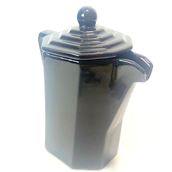 Capodimonte Studio Ceramico Black Porcelain Espresso Tea Pot W/lid MCM Vintage - Picture 4 of 8